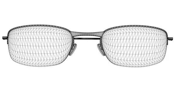 Wireframe av vikta glas från svarta linjer isolerad på vit bakgrund. Framifrån. 3D. Vektorillustration — Stock vektor