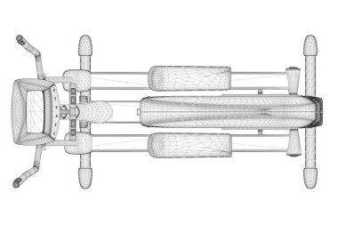 Beyaz arka planda izole edilmiş siyah çizgilerden oluşan koşu makinesi teli. Yukarıdan bak. Üç boyutlu. Vektör illüstrasyonu