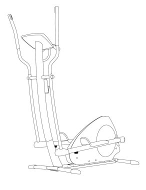 Beyaz arka planda izole edilmiş siyah çizgilerden çalışan makine hatları. Bakış açısı. Vektör illüstrasyonu