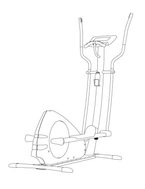 Beyaz arka planda izole edilmiş siyah çizgilerden çalışan makine hatları. Bakış açısı. Vektör illüstrasyonu