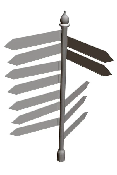 Um pilar com muitas direções de movimento isolado em um fundo branco. Vista prospectiva. 3D. Ilustração vetorial —  Vetores de Stock