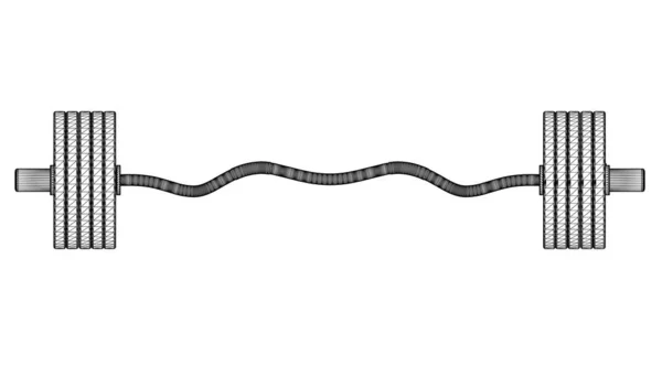 白い背景に隔離された黒い線からスポーツバーのワイヤーフレーム。正面図。3Dだ。ベクターイラスト — ストックベクタ