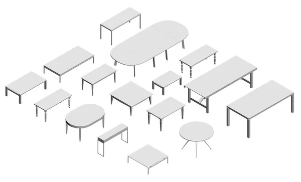 设置与白色桌子隔离在白色背景。等距视图。3D 。矢量说明 — 图库矢量图片