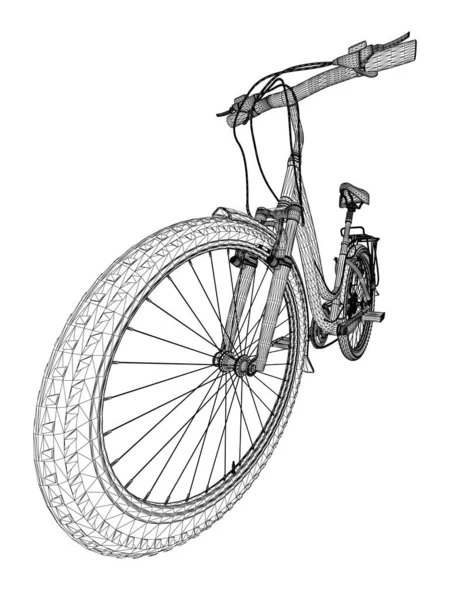 Bastidor de bicicleta detallado de líneas negras aisladas sobre fondo blanco. Perspectiva. 3D. Ilustración vectorial — Vector de stock