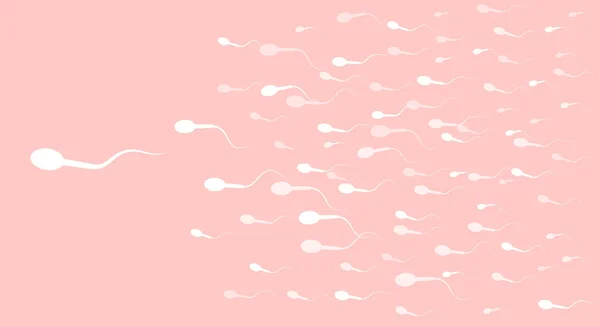 Espermatozoide Disparado Hacia Adelante Dirige Directamente Hacia Objetivo Fondo Rosa — Archivo Imágenes Vectoriales