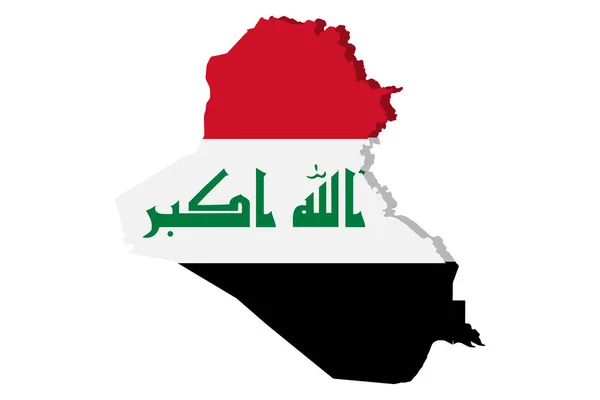 Ирак Детализировал Географическую Карту Флагом Страны Рисуется Цветах Национального Флага — стоковый вектор