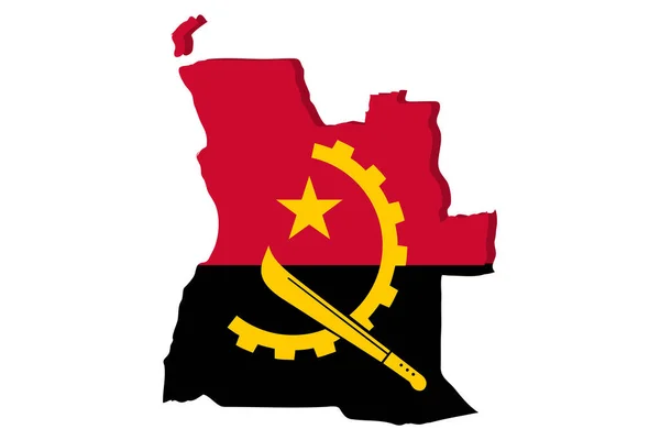 Angola Mapa Geográfico Detallado Con Bandera Del País Pintado Los — Vector de stock