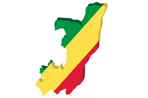 Podrobná Zeměpisná Mapa Konga Vlajkou Země Malované Barvách Národní Vlajky — Stockový vektor