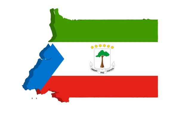 Rovníková Guinea Podrobná Zeměpisná Mapa Vlajkou Země Namalované Barvách Národní — Stockový vektor