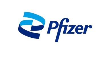 Moskova, Rusya - 7 Kasım 2021: Pfizer logosu. Pfizer, Inc., dünyanın en büyük ilaç şirketlerinden biri olan çok uluslu bir Amerikan ilaç şirketidir. Vektör illüstrasyonu