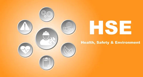 Hse Abreviatura Salud Seguridad Ilustración Banner Concepto Vectorial Con Iconos — Vector de stock