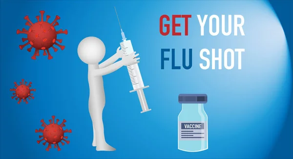 接种疫苗 让你的流感射击 医疗海报 病媒药学说明 医生用注射器和安培尔用疫苗 矢量说明 — 图库矢量图片