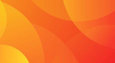 Modern soyut daireler turuncu ve sarı arka planda ışık ve gölgelerle örtüşür. Vektör illüstrasyonu