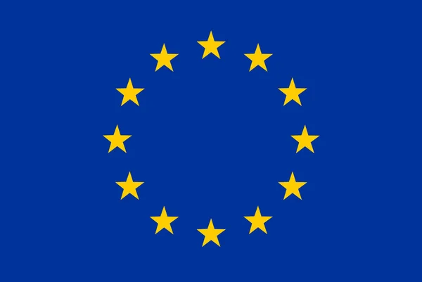 Flagge Der Europäischen Union Europafahne Mit Blauem Hintergrund Und Gelben — Stockvektor