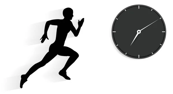 Ahead Your Time Black Silhouette Running Man Black Watch Dial — стоковый вектор