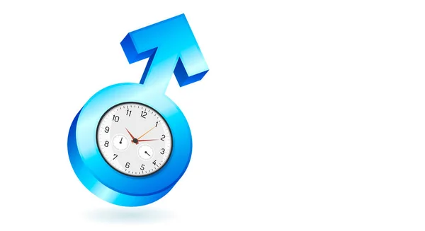 Male Gender Symbol Blue Clock Symbolizing Male Health Copy Space — Image vectorielle