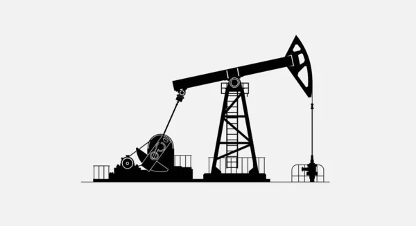 Oil Derrick Pump Jack Petroleum Producing Illustration Black White Background — стоковое фото