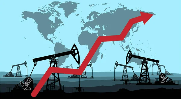 Graphic Growth Oil Rig Oil Quotes Growing Oil Production Red — Photo