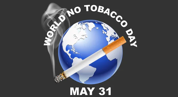 Världsdagen Mot Tobak Affisch Cigarett Jordklotets Bakgrund Symbol För Social — Stock vektor