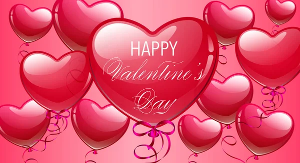 Šťastný Valentýn Plakát Podobě Malých Červených Srdcí Velkého Srdce Červeném — Stockový vektor