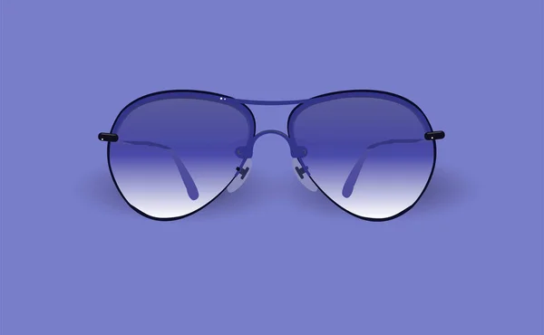 Fliegersonnenbrille Auf Lila Hintergrund Trendiger Farbe Sehr Peri Reiseaccessoire Kopierraum — Stockvektor