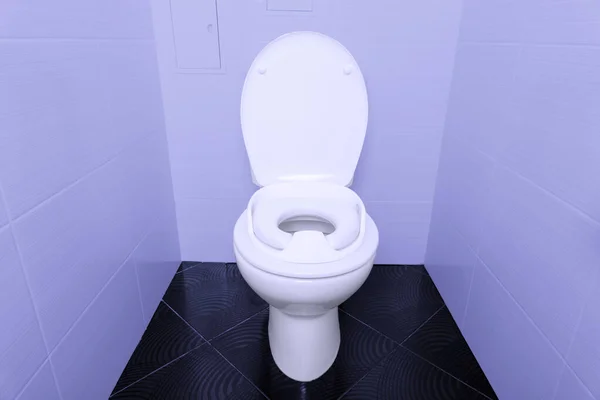 Baby Toilet Seat Toilet Bowl Workplace Restroom Black Tiled Floor — Stock Photo, Image