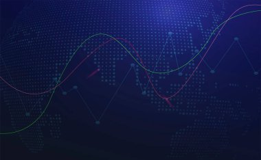 Borsa geçmişi, finansal yatırım konsepti için iş grafikleri. Tasarımınız için iş sunumu. Ekonomik trendler, iş fikri ve teknoloji yenilik tasarımı. Vektör illüstrasyonu