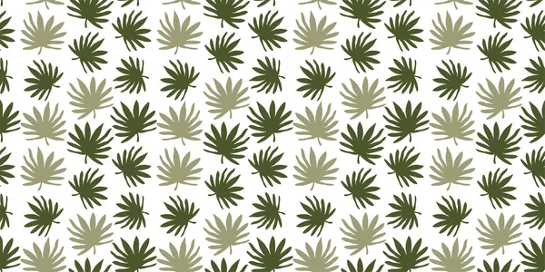 Padrão Sem Costura Folhas Cannabis Tons Verdes Deixa Passado Ilustração — Vetor de Stock