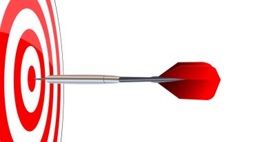 Hedef, dart. Başarı konsepti. Beyaz arka planda yaratıcı bir fikir. kopyalama alanı. Vektör illüstrasyonu