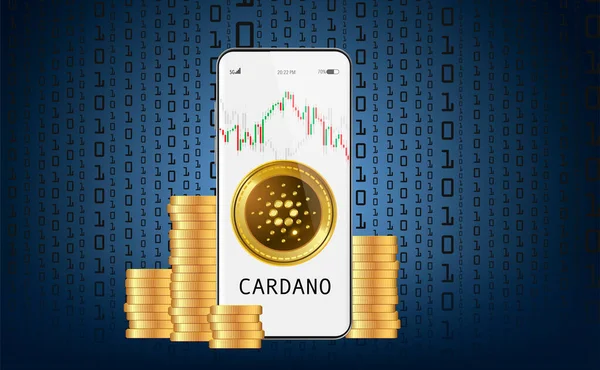 Cardano Cryptocurrency Cryptocurrency 시스템을 거래하 비뇨기과 Binary Code 그래프 일러스트 — 스톡 벡터