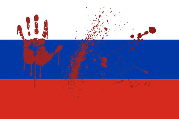Krvavé Ruce Pozadí Vlajky Ruska Vojenský Konflikt Mezi Ruskem Ukrajinou — Stockový vektor