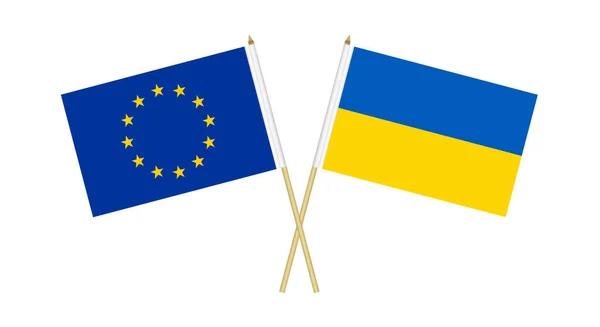 Soubor Vlajek Evropské Unie Ukrajiny Vektorová Ilustrace — Stockový vektor