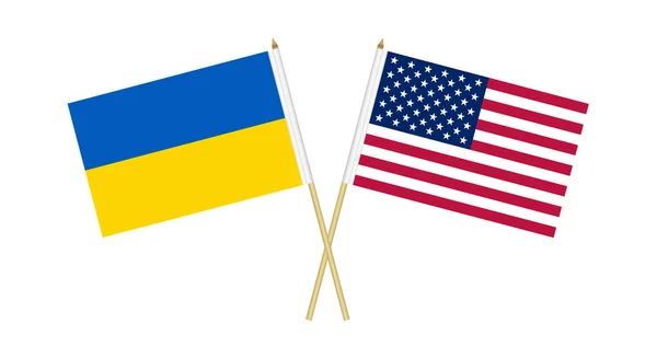 Ikona Amerických Ukrajinských Vlajek Izolovaných Bílém Pozadí Vektorová Ilustrace — Stockový vektor