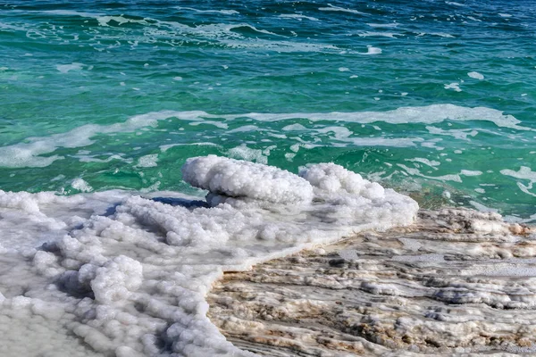 Sal Cristalina Una Roca Cerca Playa Mar Muerto Primer Plano — Foto de Stock