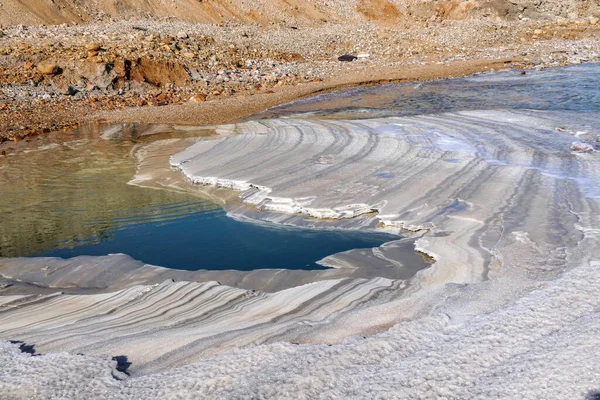 Ölü Deniz 'deki tuz tabakaları. Soyut doku. Geçmişi. İsrail