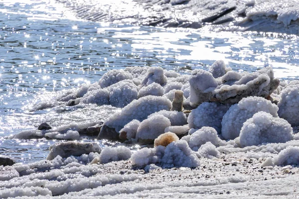 Close View Dead Sea Mineral Salt Crystals Selective Focus Israel — стоковое фото