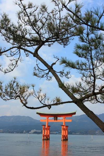 Ворота храма Хиросимы в море — стоковое фото