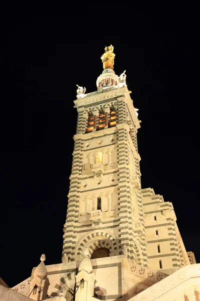 Notre Dame of Marseille at night — Stock Photo, Image