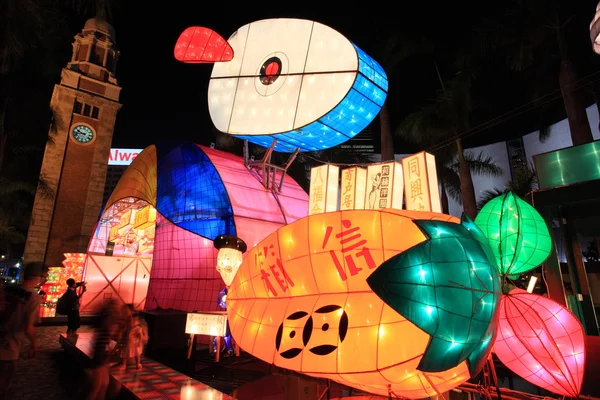 Jätte kanin lykta för moon festival, hong kong — Stockfoto