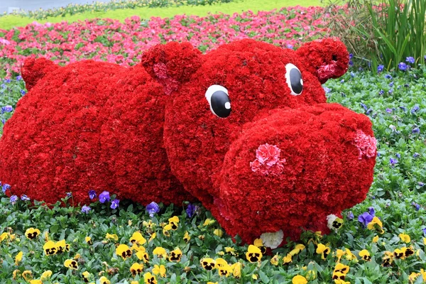 Hipopótamo floral en Hong Kong Flower Show — Foto de Stock