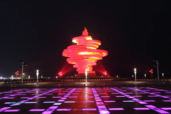 qingdao wusi Meydanı, gece, Çin