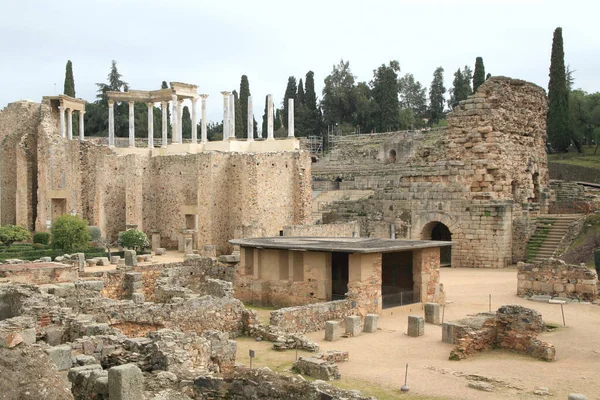 Merida Antik Roma Tiyatrosu Nun Tarihi Kalıntıları Spanya — Stok fotoğraf