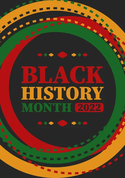 二月的黑人历史月 非裔美国人文化和历史 在美国和加拿大每年举行庆祝活动 十月在英国 矢量海报 传统装饰品插图 — 图库矢量图片