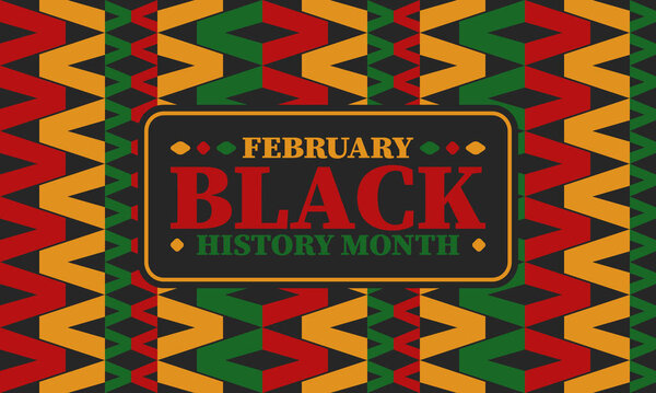 Black History Month in February. African American Culture and History. Celebrated annual in United States and Canada. In October in Great Britain. Vector poster, tradition ornament illustration