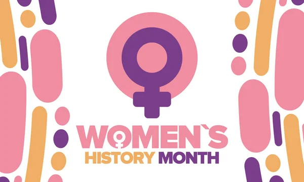 Monat Der Frauengeschichte März Frauenrechte Und Gleichberechtigung Frauenpower Der Welt — Stockvektor
