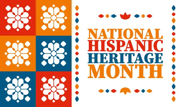 Birleşik Devletler 'de Ulusal Hispanik Miras Ayı. Yıllığı Eylül ve Ekim aylarında kutlayın. Latin Amerika ve İspanyol etnik kültürü. Ulusal kumaş vektör dokuları. Geleneksel festival