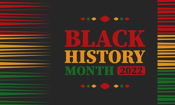2月の黒い歴史の月 アフリカ系アメリカ人の文化と歴史 アメリカとカナダで毎年開催されている 10月にイギリスで ベクトルポスター 伝統的な装飾イラスト — ストックベクタ