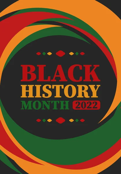 二月的黑人历史月 非裔美国人文化和历史 在美国和加拿大每年举行庆祝活动 十月在英国 矢量海报 传统装饰品插图 — 图库矢量图片