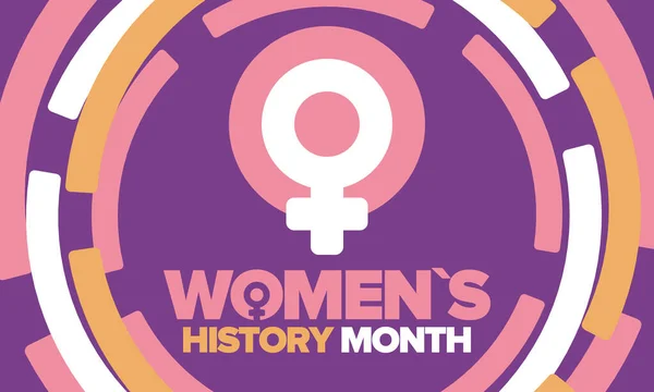 Μήνας Ιστορίας Γυναικών Τον Μάρτιο Δικαιώματα Των Γυναικών Και Ισότητα — Διανυσματικό Αρχείο