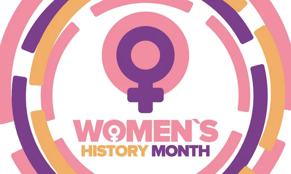 Monat Der Frauengeschichte März Frauenrechte Und Gleichberechtigung Frauenpower Der Welt — Stockvektor